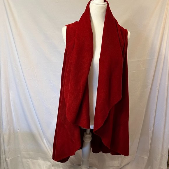 Sleeveless acrylic swing red brick cardigan sweater - Picture 1 of 6
